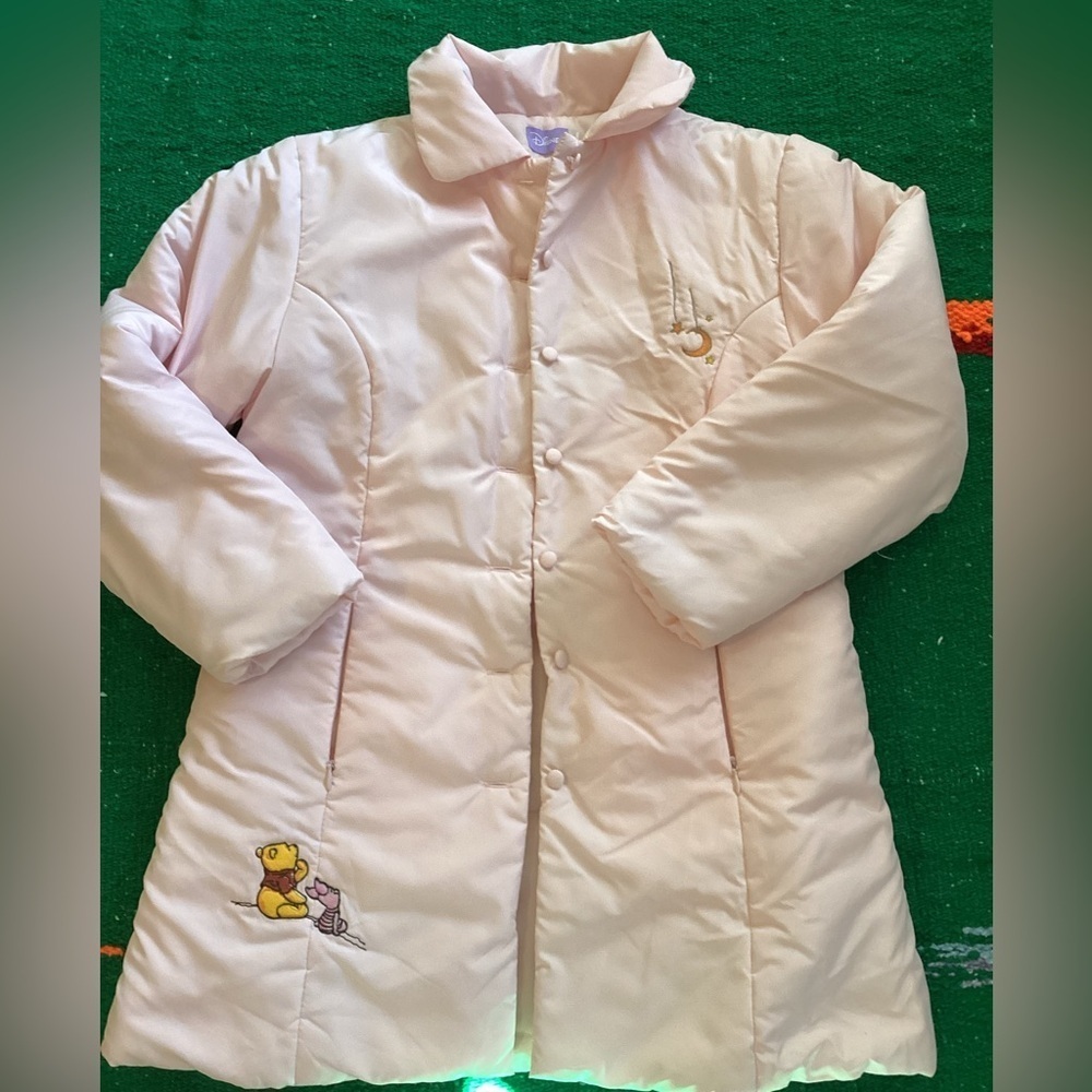 Winnie the Pooh puffer coat-SZ L -cute button down-zip pockets
